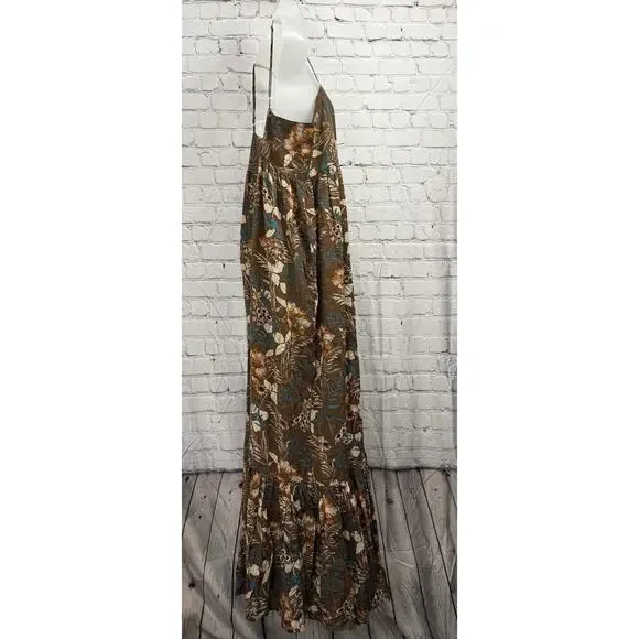 Natural Life Nina Midi Size Large Sleeveless Brown Floral Dress - Picture 2 of 8